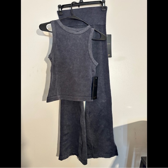 Angelcult Pants - Angel Cult Blue GreyTank Top & Flared Pants Workout Set Y2K S NWT 90s 2000s